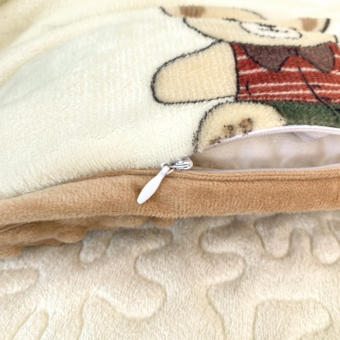 91家纺网 家纺一手货源 找家纺 赫梵茜 2024新款高克重安抚豆豆被套牛奶绒夹棉床盖四件套 布偶熊