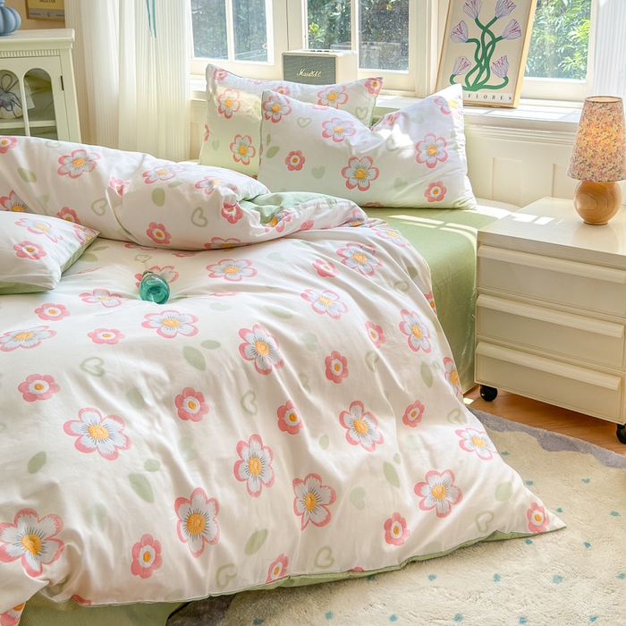 91家纺网 家纺一手货源 找家纺 清雅福 2024新款全棉13070印花单品系列-单被套 云朵泡芙米