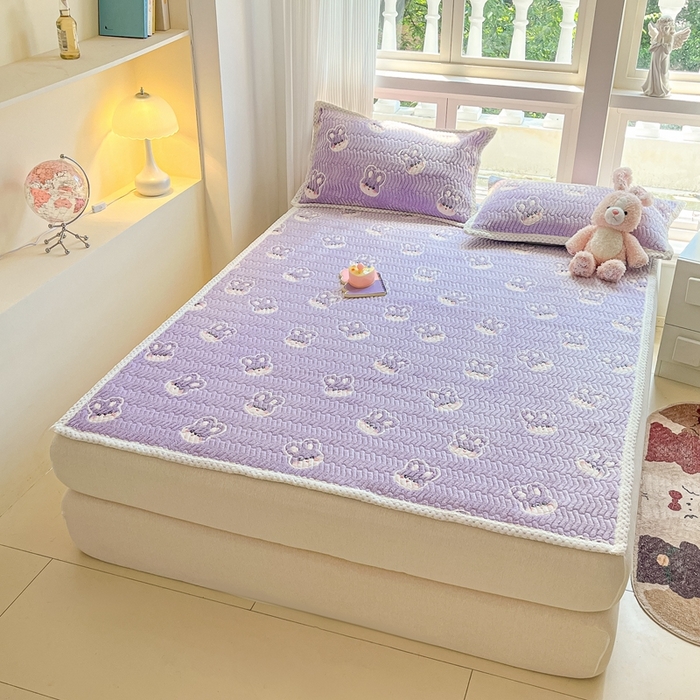 91家纺网 家纺一手货源 找家纺 川悦生活 2024新款A类印花雪花绒床垫加厚绒保暖床护垫 床垫妮娜兔