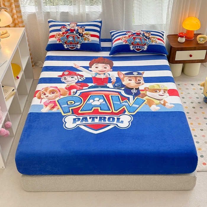 91家纺网 家纺一手货源 找家纺 ds生活馆 2026新款大版数码印花牛奶绒单床笠 特工队