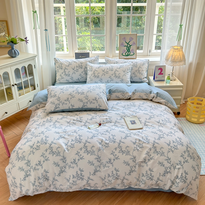 91家纺网 家纺一手货源 找家纺 清雅福 2024新款全棉13070印花单品系列-四件套 满庭米