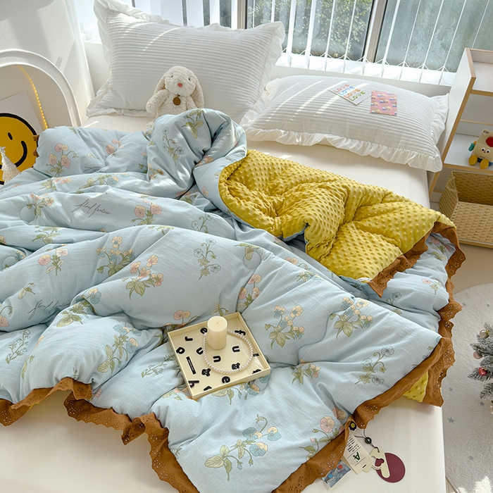 91家纺网 家纺一手货源 找家纺 芯恋 2025款提花韩版花边豆豆冬被被子春秋被芯大豆被豆豆被花语