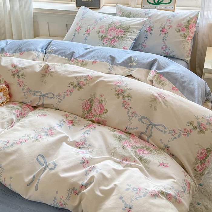 91家纺网 家纺一手货源 找家纺 清雅福 2024新款全棉13070印花单品系列-单被套 花蔓蓝