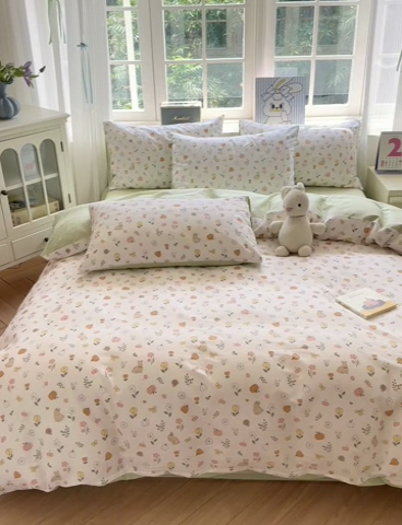 91家纺网 家纺一手货源 找家纺 清雅福 2024新款全棉13070印花单品系列-单被套 春日限定米