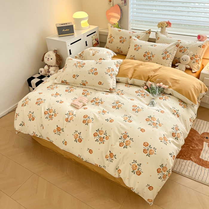 91家纺网 家纺一手货源 找家纺 慕尚家纺 2025新款原棉磨毛四件套单被套系列-单被套 爱语玫瑰