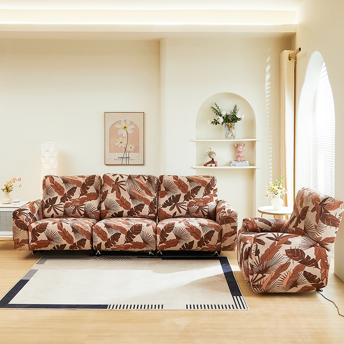 91家纺网 家纺一手货源 找家纺 逐日沙发套 2024新款牛奶丝印花系列-芝华仕沙发套 芝华仕-棕叶