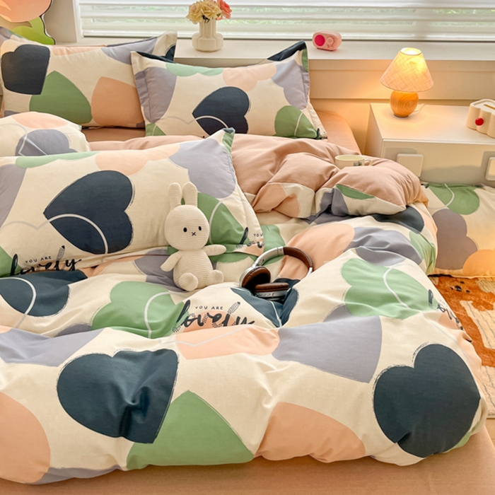 91家纺网 家纺一手货源 找家纺 慕尚家纺 2025新款原棉磨毛四件套单被套系列-单被套 心悦绿