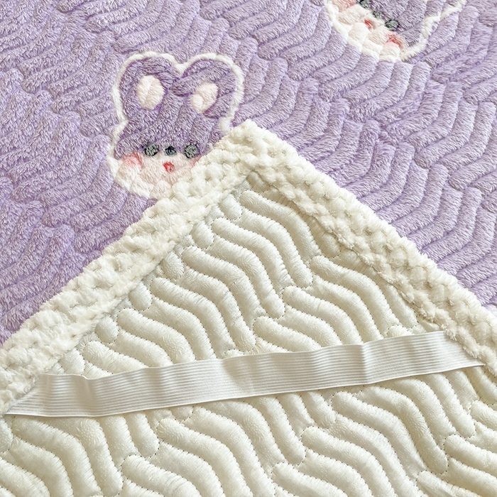 91家纺网 家纺一手货源 找家纺 川悦生活 2024新款A类印花雪花绒床垫加厚绒保暖床护垫 床垫妮娜兔