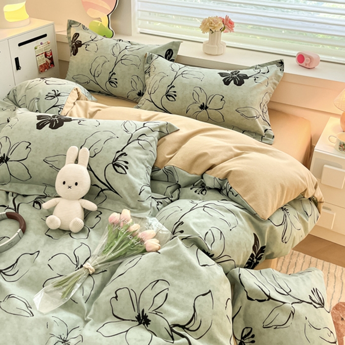 91家纺网 家纺一手货源 找家纺 慕尚家纺 2025新款原棉磨毛四件套单被套系列-四件套 秘密花园