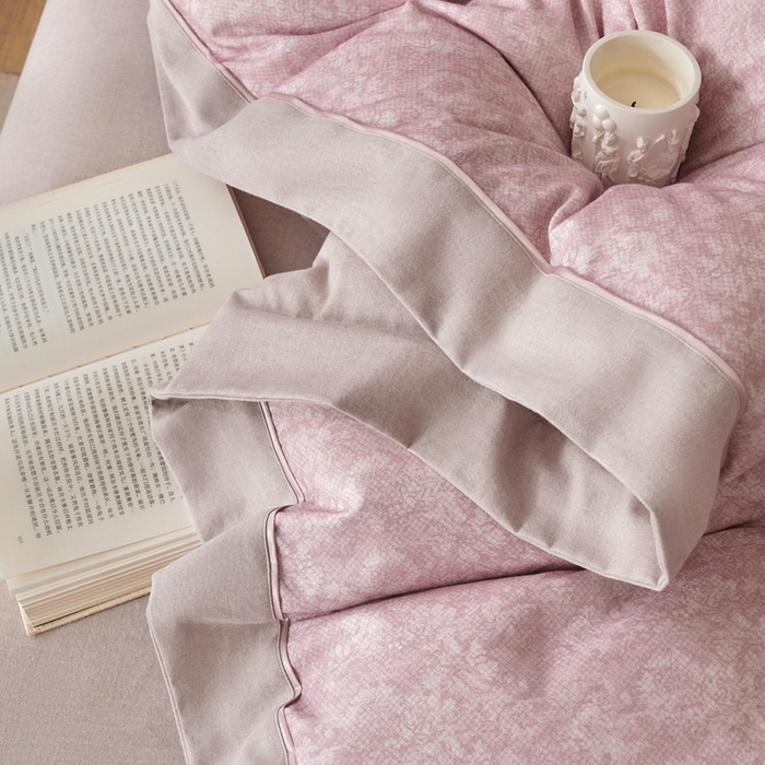 91家纺网 家纺一手货源 找家纺 榻尚家居 2024新款加厚纯棉磨毛蕾莎系列四件套 蕾莎豆沙