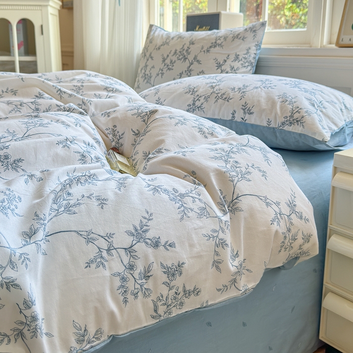 91家纺网 家纺一手货源 找家纺 清雅福 2024新款全棉13070印花单品系列-单被套 满庭米