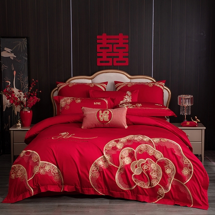 91家纺网 家纺一手货源 找家纺 （总）蒂爵 全棉纯棉长绒棉刺绣高端时尚款婚庆四件套多件套