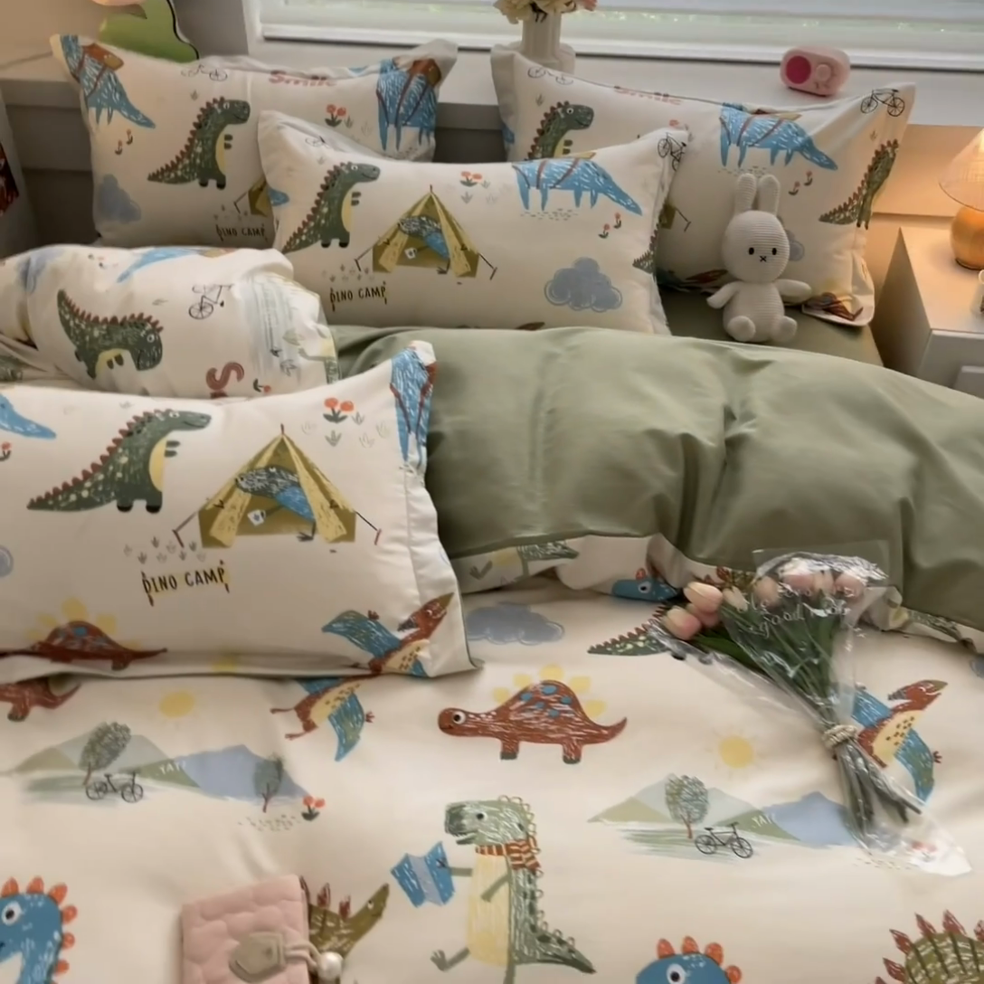 91家纺网 家纺一手货源 找家纺 慕尚家纺 2025新款原棉磨毛四件套单被套系列-单被套 侏罗纪