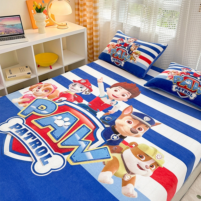 91家纺网 家纺一手货源 找家纺 ds生活馆 2026新款大版数码印花牛奶绒单床笠 特工队