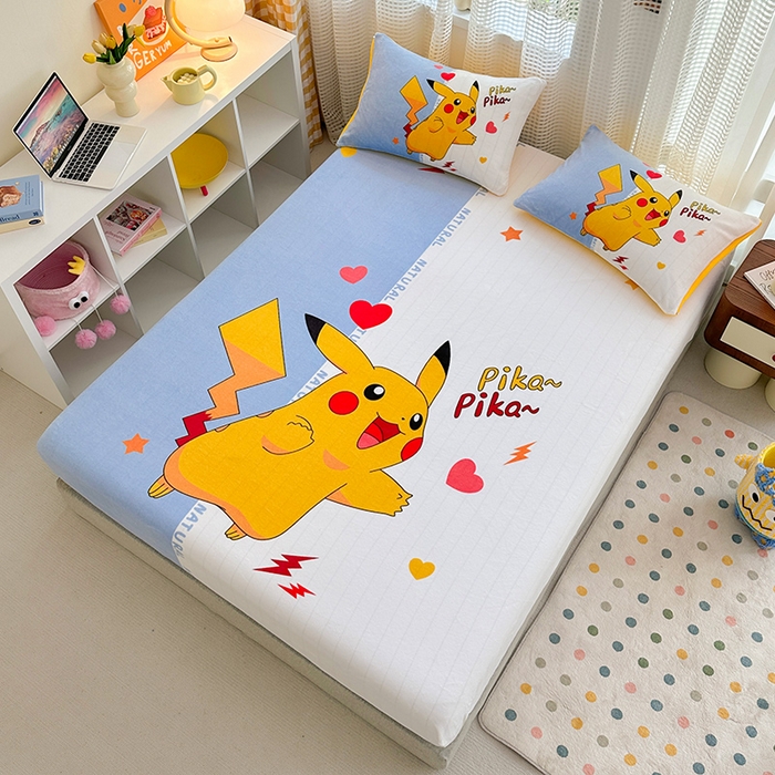 91家纺网 家纺一手货源 找家纺 ds生活馆 2026新款大版数码印花牛奶绒单床笠 开心皮卡