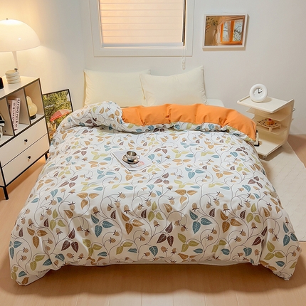 91家纺网 家纺一手货源 找家纺 尚帛 2024新款新疆棉磨毛印花单品被套 秋实