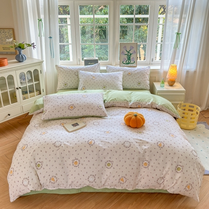 清雅福 2024新款全棉13070印花单品系列-四件套 南瓜联盟米