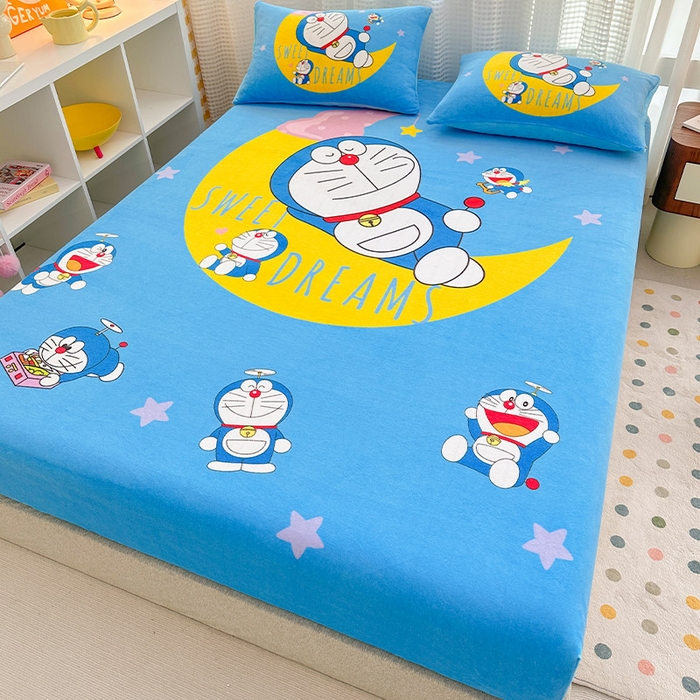 91家纺网 家纺一手货源 找家纺 ds生活馆 2026新款大版数码印花牛奶绒单床笠 晚安叮当