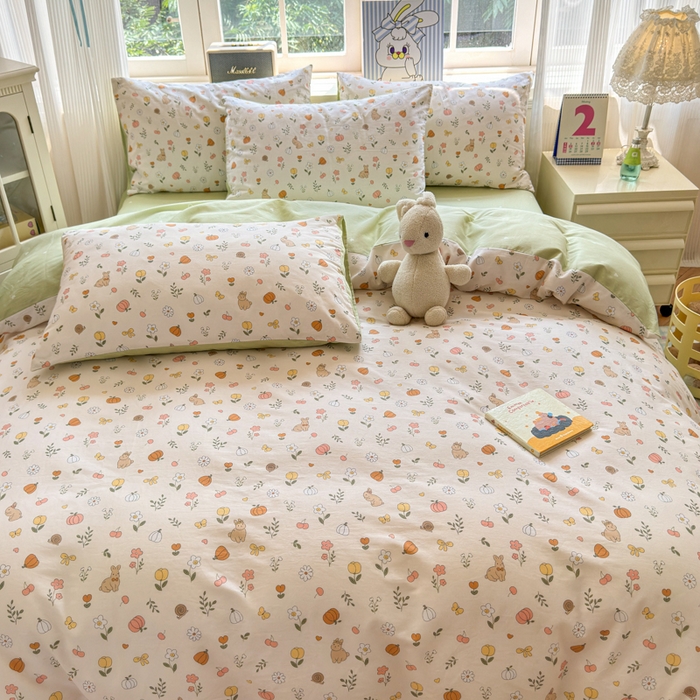 91家纺网 家纺一手货源 找家纺 清雅福 2024新款全棉13070印花单品系列-单被套 春日限定米