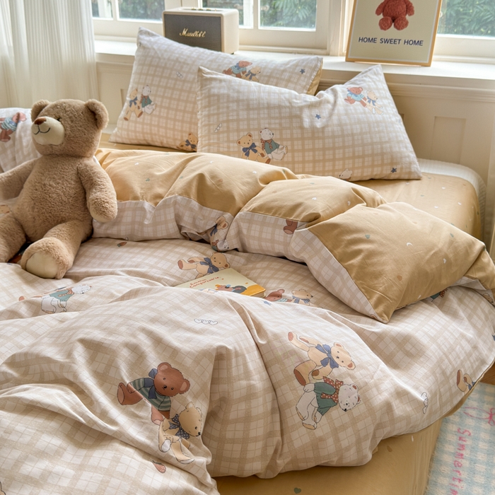 91家纺网 家纺一手货源 找家纺 清雅福 2024新款全棉13070印花单品系列-单被套 格子铺米