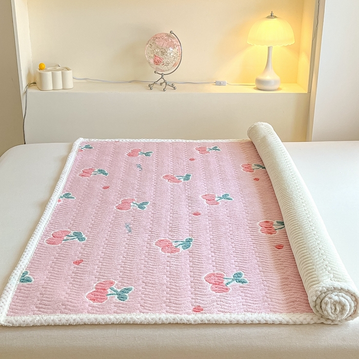 91家纺网 家纺一手货源 找家纺 川悦生活 2024新款A类印花雪花绒床垫加厚绒保暖床护垫 床垫桃心爱语