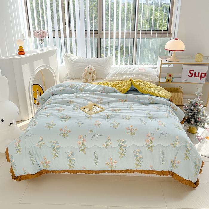 91家纺网 家纺一手货源 找家纺 芯恋 2025款提花韩版花边豆豆冬被被子春秋被芯大豆被豆豆被花语