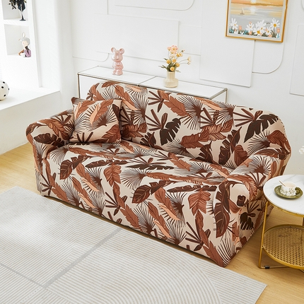 91家纺网 家纺一手货源 找家纺 逐日沙发套 2024新款牛奶丝印花系列-沙发套 沙发套-棕叶