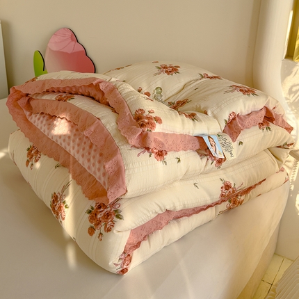 91家纺网 家纺一手货源 找家纺 （总）芯恋 2025款提花韩版花边豆豆冬被被子春秋被芯大豆被豆豆被