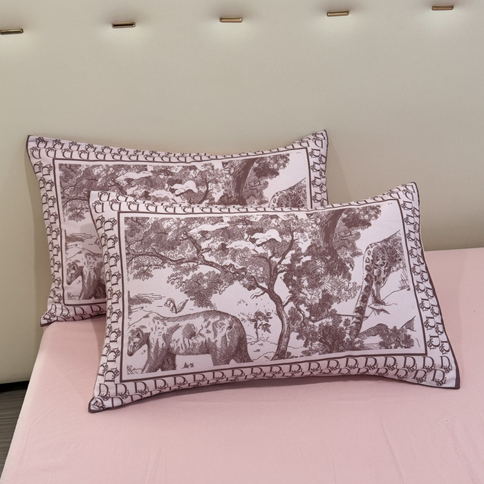 91家纺网 家纺一手货源 找家纺 花沐家居 2024新款亲肤云朵棉四件套加厚印花高克重磨毛四件套直播爆款 粉迪