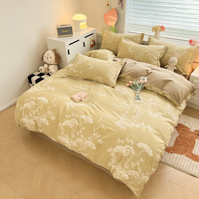 91家纺网 家纺一手货源 找家纺 慕尚家纺 2025新款原棉磨毛四件套单被套系列-四件套 悠香