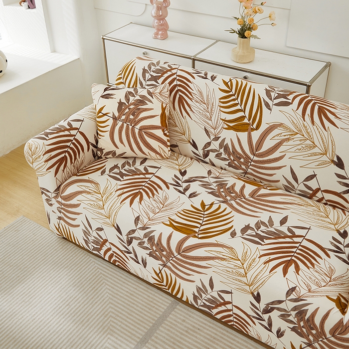 91家纺网 家纺一手货源 找家纺 逐日沙发套 2024新款牛奶丝印花系列-沙发套 沙发套-叶影