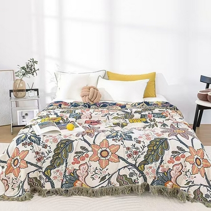 91家纺网 家纺一手货源 找家纺 （总）双梦毛巾 2024新款纯棉纱布多层流苏盖毯沙发毯多功能毯