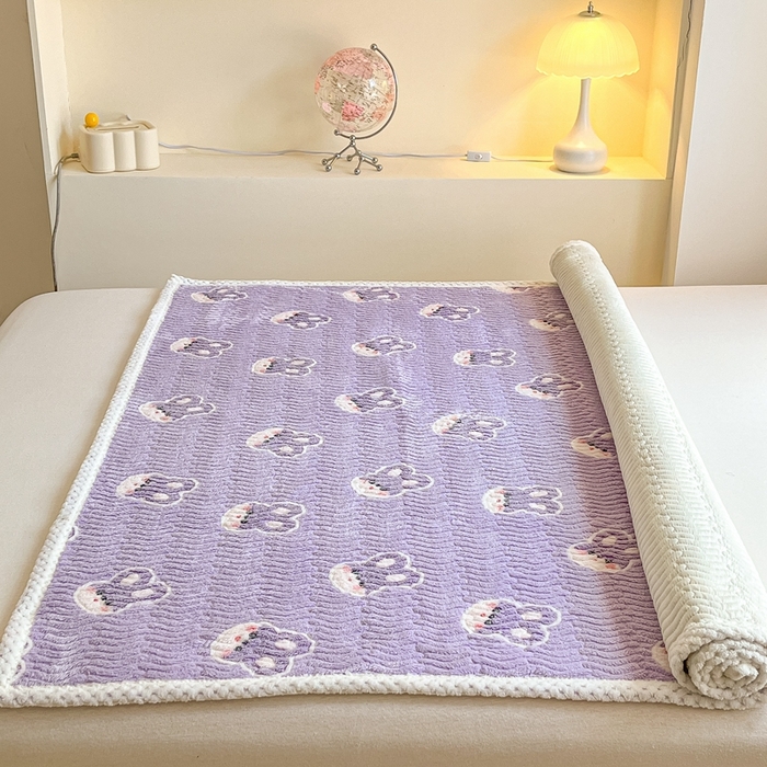 91家纺网 家纺一手货源 找家纺 川悦生活 2024新款A类印花雪花绒床垫加厚绒保暖床护垫 床垫妮娜兔