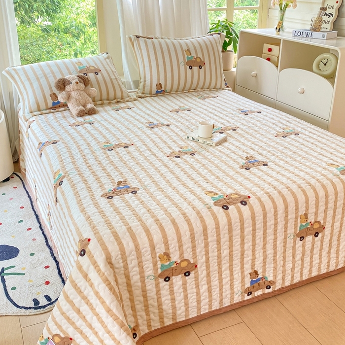 91家纺网 家纺一手货源 找家纺 赫梵茜 2024新款高克重安抚豆豆被套牛奶绒夹棉床盖四件套 萝卜小兔