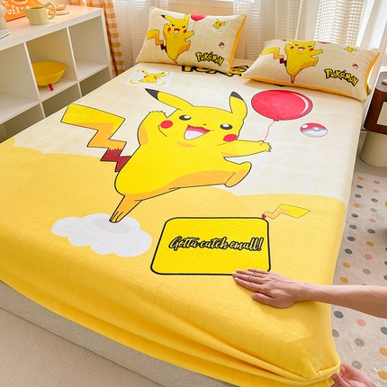 ds生活馆 2026新款大版数码印花牛奶绒单床笠 气球皮卡