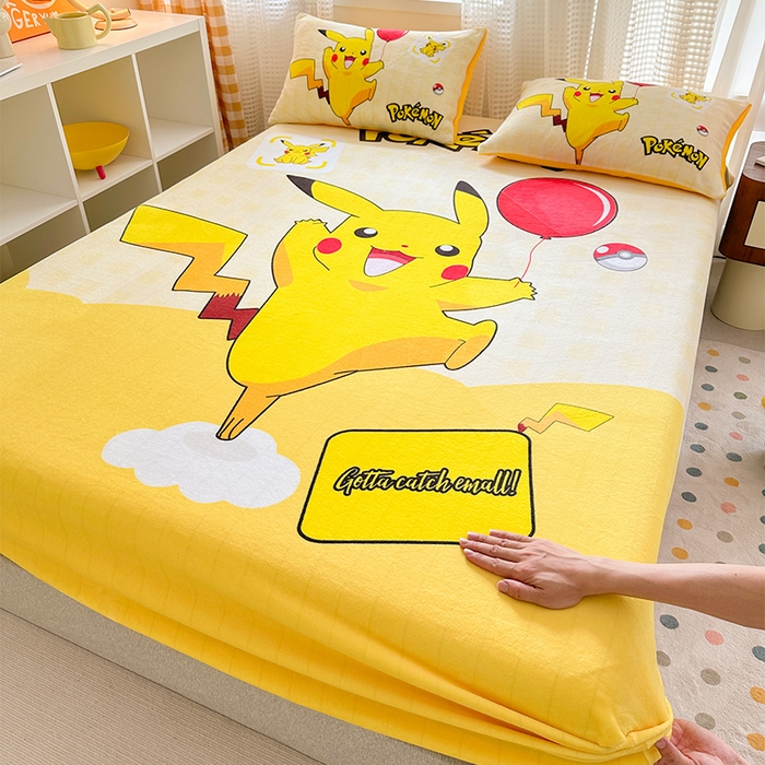 91家纺网 家纺一手货源 找家纺 ds生活馆 2026新款大版数码印花牛奶绒单床笠 气球皮卡