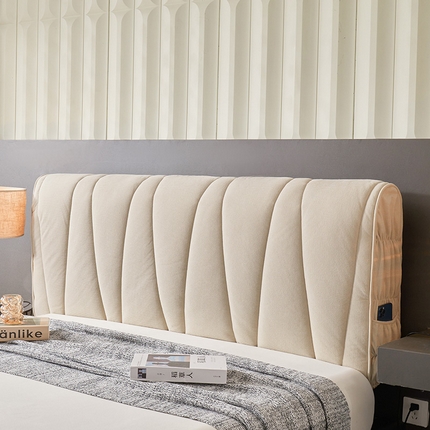 91家纺网 家纺一手货源 找家纺 （总）情恒家纺 2025新款抽条牛奶绒斜线款床头罩大靠背靠垫