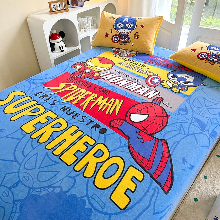 91家纺网 家纺一手货源 找家纺 ds生活馆 2026新款大版数码印花牛奶绒单床笠 英雄归来