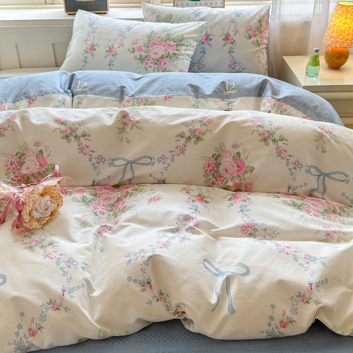 91家纺网 家纺一手货源 找家纺 清雅福 2024新款全棉13070印花单品系列-单被套 花蔓蓝