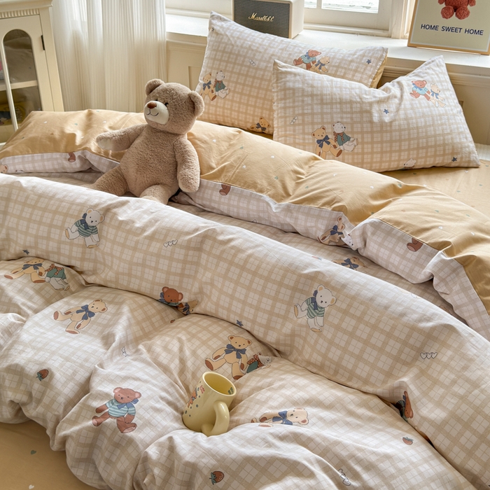 91家纺网 家纺一手货源 找家纺 清雅福 2024新款全棉13070印花单品系列-单被套 格子铺米