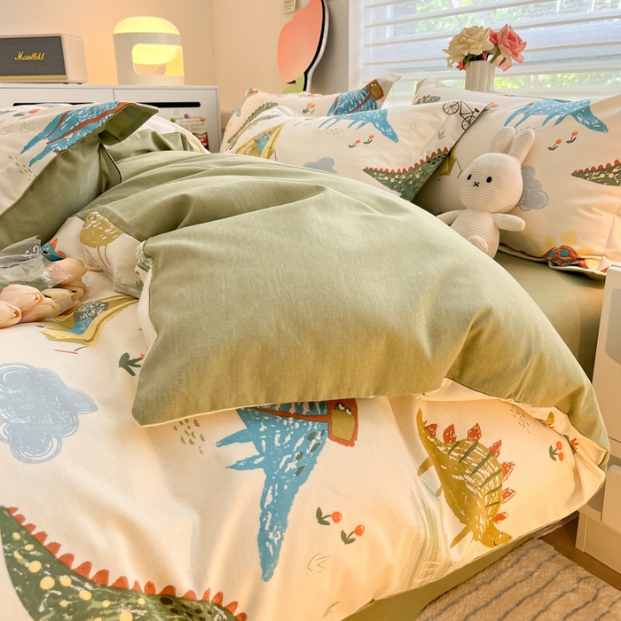 91家纺网 家纺一手货源 找家纺 慕尚家纺 2025新款原棉磨毛四件套单被套系列-单被套 侏罗纪