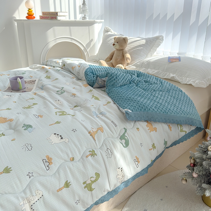 91家纺网 家纺一手货源 找家纺 芯恋 2025款提花韩版花边豆豆冬被被子春秋被芯大豆被豆豆被恐龙世界