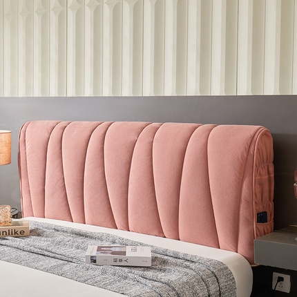 91家纺网 家纺一手货源 找家纺 （总）情恒家纺 2025新款抽条牛奶绒斜线款床头罩大靠背靠垫