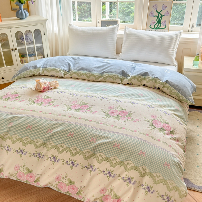 91家纺网 家纺一手货源 找家纺 清雅福 2024新款全棉13070印花单品系列-单被套 春野星漫