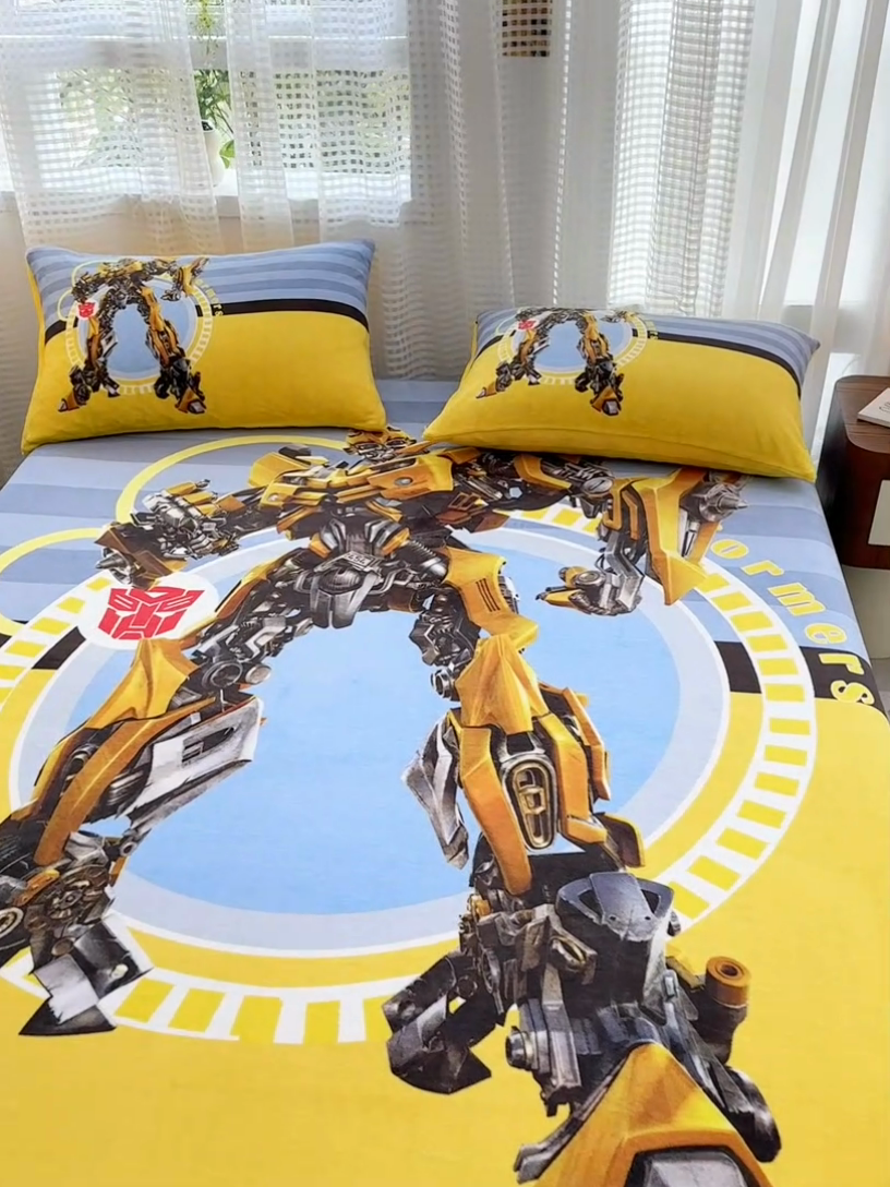 91家纺网 家纺一手货源 找家纺 ds生活馆 2026新款大版数码印花牛奶绒单床笠 大黄蜂