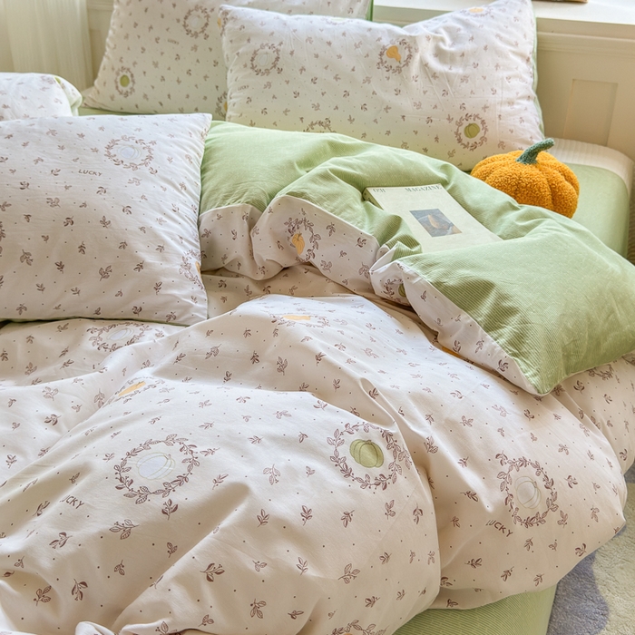 91家纺网 家纺一手货源 找家纺 清雅福 2024新款全棉13070印花单品系列-单被套 南瓜联盟米