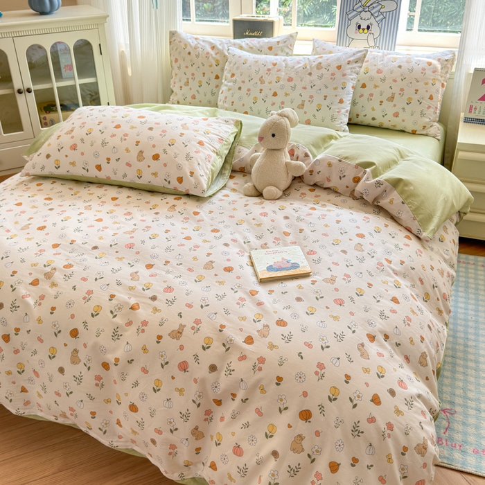 91家纺网 家纺一手货源 找家纺 清雅福 2024新款全棉13070印花单品系列-单被套 春日限定米