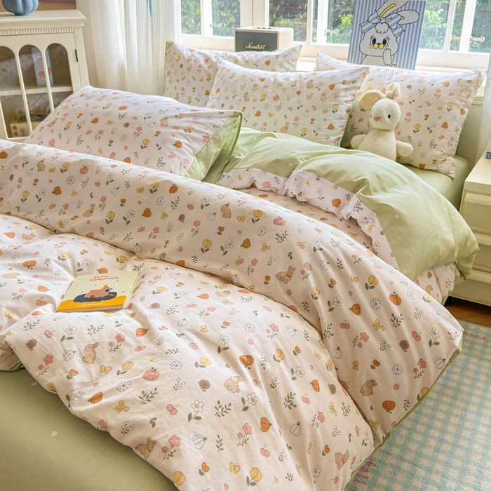 91家纺网 家纺一手货源 找家纺 清雅福 2024新款全棉13070印花单品系列-单被套 春日限定米