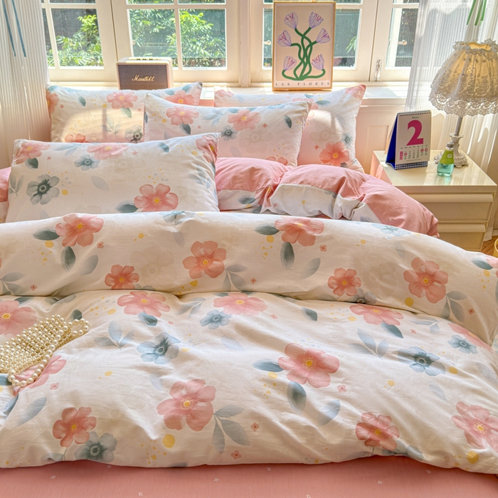 91家纺网 家纺一手货源 找家纺 清雅福 2024新款全棉13070印花单品系列-单被套 半夏清风粉