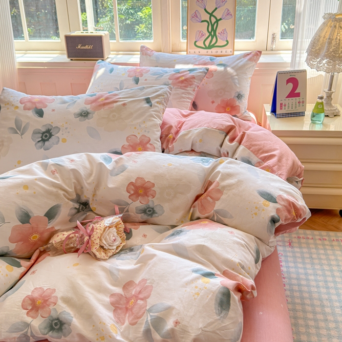 91家纺网 家纺一手货源 找家纺 清雅福 2024新款全棉13070印花单品系列-单被套 半夏清风粉